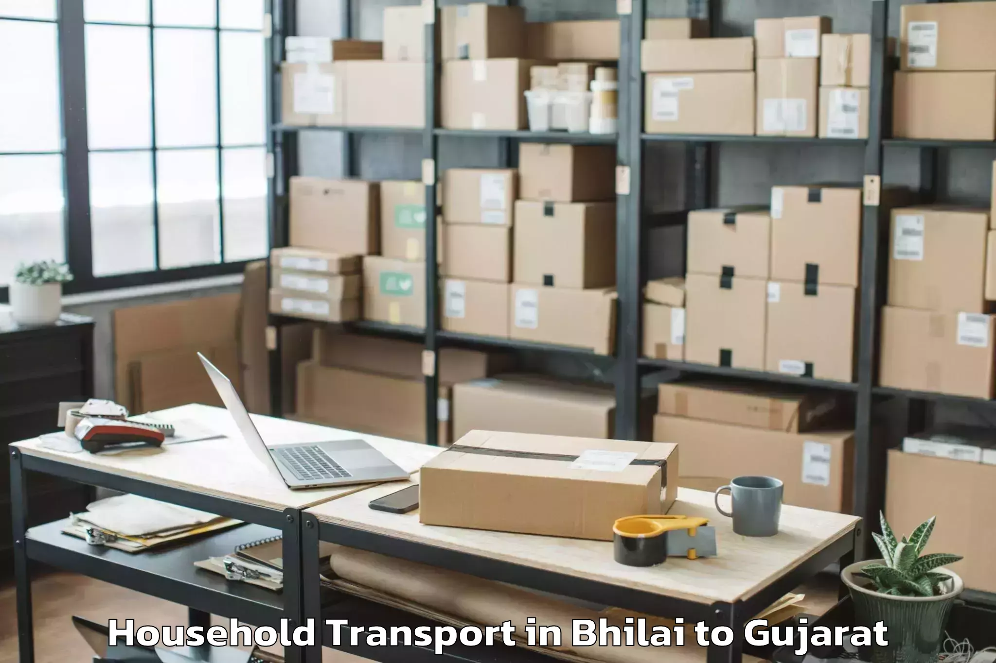 Top Bhilai to Rudra Mata Airport Bhj Household Transport Available